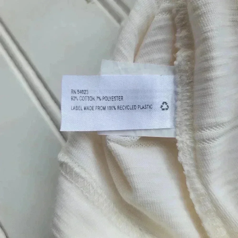Gap Kids Cotton Poly Blend Pocket T-Shirt Off-White Ivory Striped Sz M 8